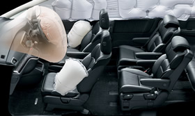 6-Airbags that consist of Dual Front i-SRS Airbags and i-SRS Side Airbags in the first row and Side Curtain Airbags up until the third row seats