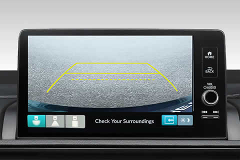 The Rear View Camera System includes wide-angle views that let you see everything around you while driving in reverse