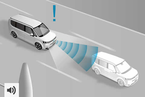 <strong>Collision Mitigation Braking System (CMBS)</strong><br>Designed to detect and alert the driver of a potential collision. It also reduces vehicle speed to minimise impact if a collision becomes unavoidable.